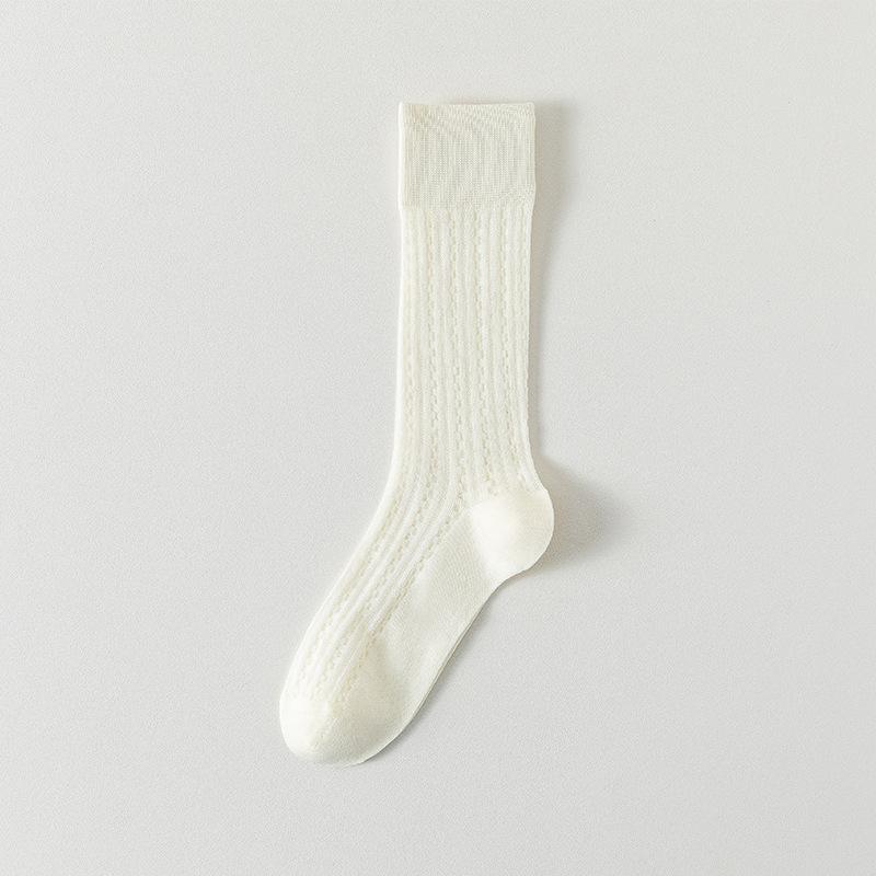 Ladies Spring and Summer Thin White Mesh Hollow Breathable Boneless Tube Cotton Socks