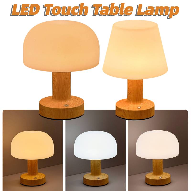 Lampe de Table LED Style Champignon Moderne Rechargeable par USB Contrôle Tactile Rétro Gradation Continue Veilleuse Décoration de Maison Ornement Chaud