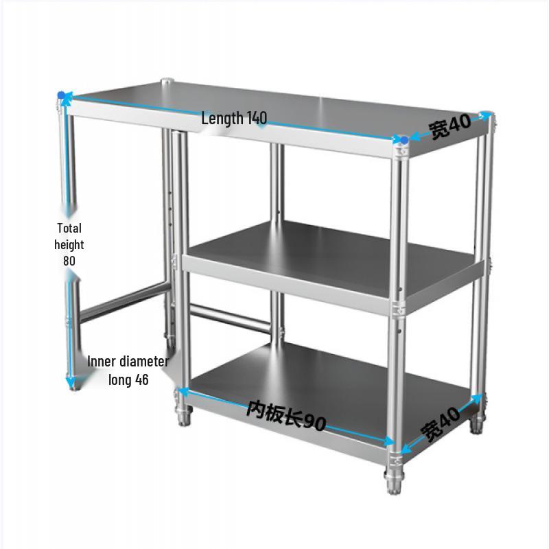 Stainless Steel Three-Tier Kitchen Storage Rack for Gas Cylinder, Stove, and Chopping Board