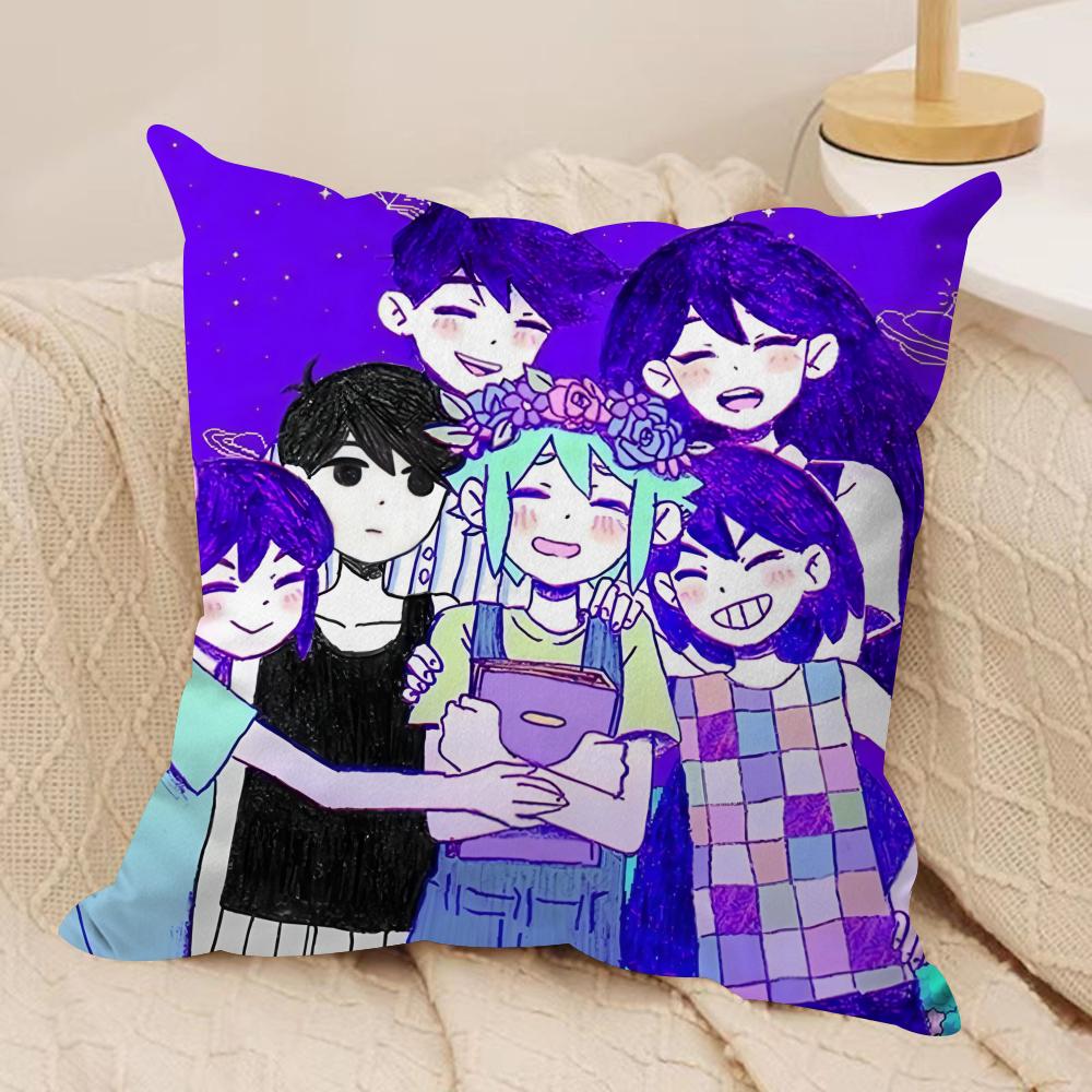 O-Omori Aubrey Basil Cute Cushion Cover Silky Short Plush Invisible Zipper Dustproof Sofa Pillow Case For Home Decor