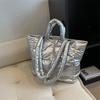 Ielgy Premium Texture Bag Large Capacity Fashion Autumn Winter Cotton Padded Clothes One Shoulder Portable Commuter Tote Bag