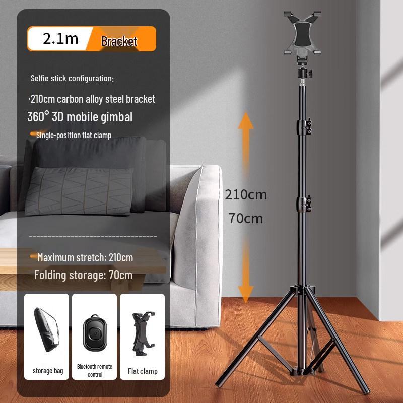 Carbon Steel Phone Stand with Fill Light for Live Streaming and Exam Prep