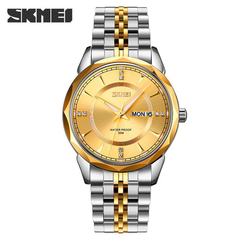 Skmei Fashion Trend Men Watch Waterproof Stainless Steel Calendar Quartz Watch Business Clock Gift Watches for Man