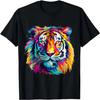 Cooles buntes Tigerporträt Grafik-T-Shirt