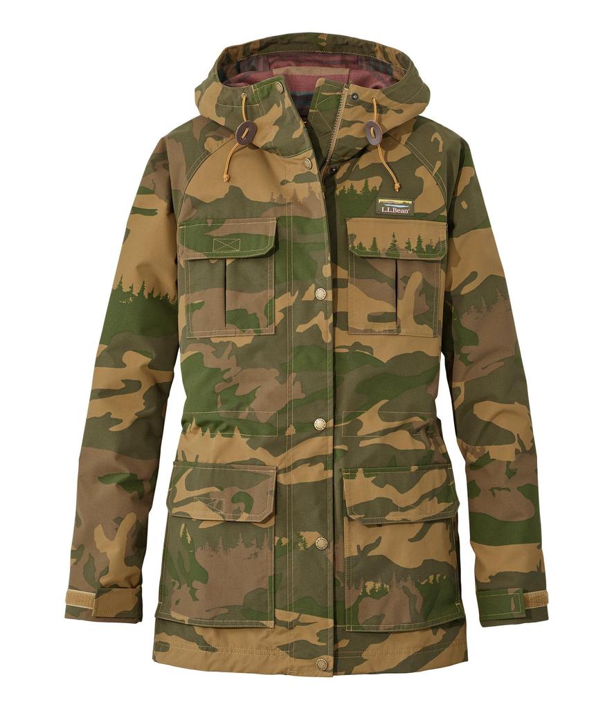 LLB Mountain Classic Water Resistant Printed US Fit Petite S Fatigue Green Camo Green 1000044170 Women's Jacket,