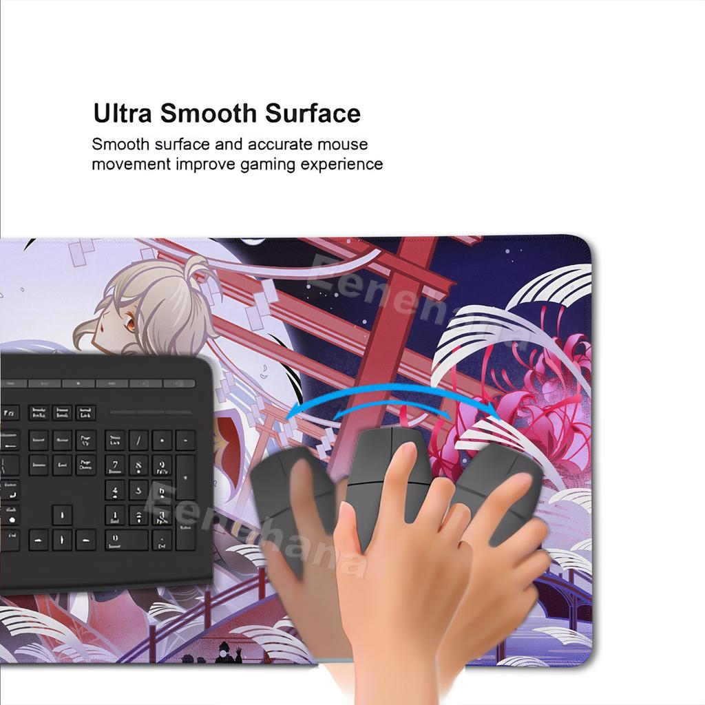 Genshin Impact Mauspad Anime Ästhetik Gaming Verriegelungskante Großes Computerspiel Großes Gummi-Mauspad Laptop-Matte Schreibtischzubehör