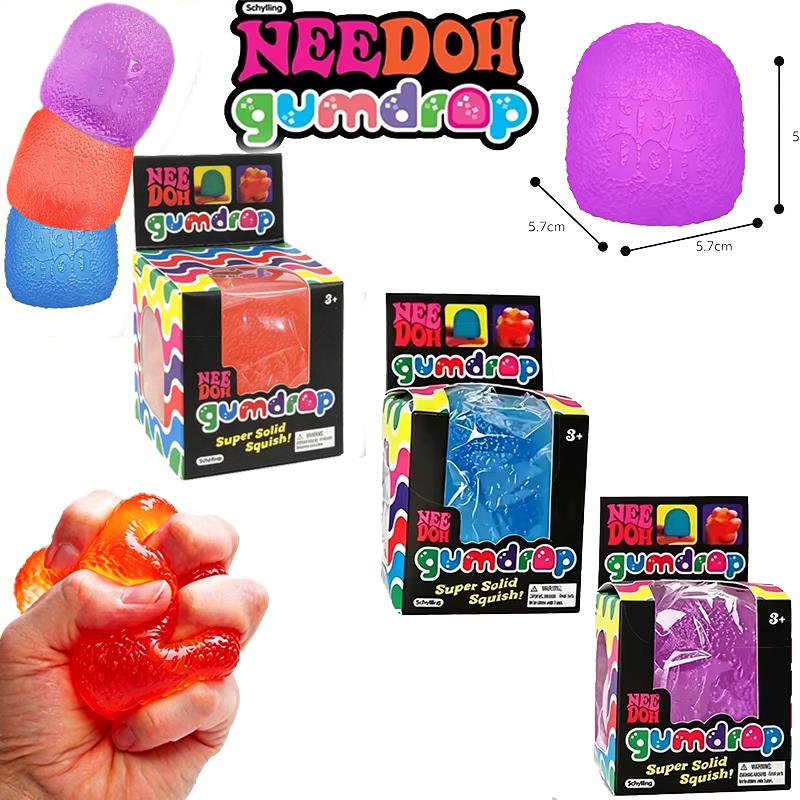 Needoh Gumdrop Squishy Squeeze Toy Non Toxic Multicolor Maltose Super Solid Squish Ball Relief Pressure Heal Relax Leisure Gift