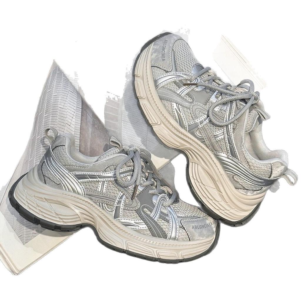 Platform-soled Dad Shoes Women's 2025 Autumn New Mesh Breathable Versatile Height-increasing Casual Sports Shoes Lightweight Running Shoes