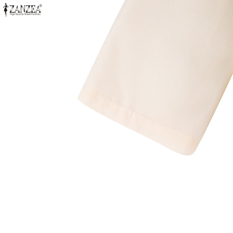 ZANZEA Damen Freizeit Rundhals 3/4 Ärmel Lockeres Printkleid