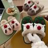 Winter Christmas Elk Plush Shoes Home Fashion Couple Non slip Warm Baotou Cotton Slippers