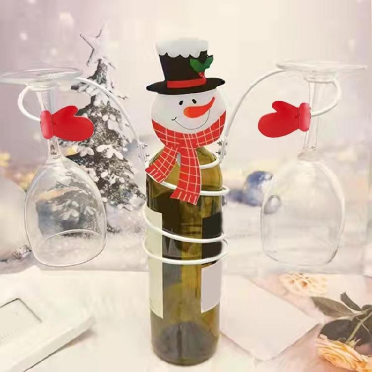 Holiday Wine Bottle Glass Holder Kitchen Storage Rack Christmas Bar Home Decor