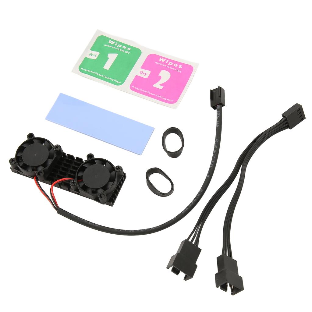 M.2 2280 SSD Heatsink 3pin Power Aluminium Alloy ABS 2 Cooling Fans M.2 2280 SSD Cooler for Desktop Computer