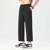 Solid Color Simple and Versatile Loose Straight Nine-point Pants Men's Summer Thin Ice Silk Cool Commuter Casual Pants