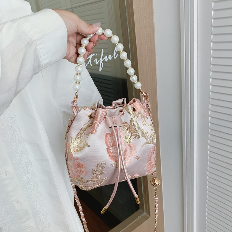 Pearl Stylish Elastic Drawstring Trend-forward Crossbody and Shoulder Bag for Carrying Water Buckets