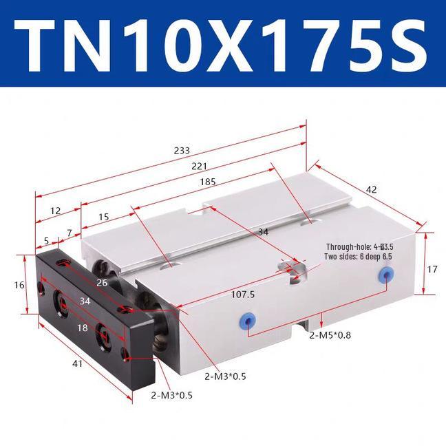 Double Shaft Pneumatic Cylinder with Dual Piston Rods TN10-40