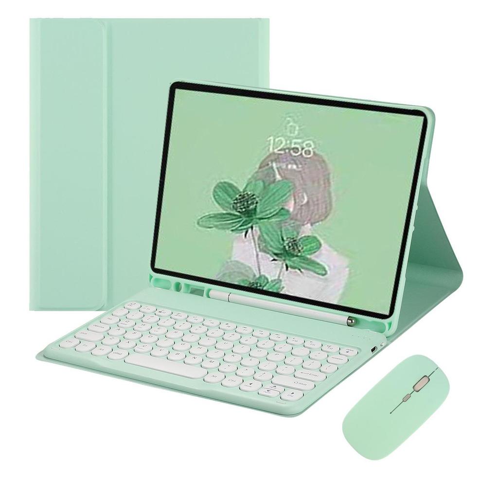 iPad 10.2 & Air 11 Round Cap Bluetooth Keyboard & Protective Case with Pen Slot Stand A16
