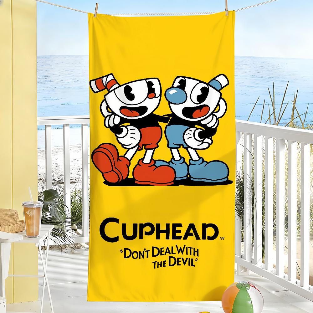 

Cute C-CupHead And MugMan Towel Soft Pool Gift For Travel Gym Shower Camping Quick Dry Sports Large Beach Towels W40*H60(CM)