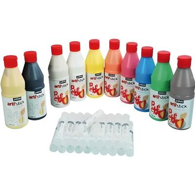 Tinta - PEBEO - ARTI'STICK - 10 frascos de 500ml - Reposicionável - 10 cores sortidas