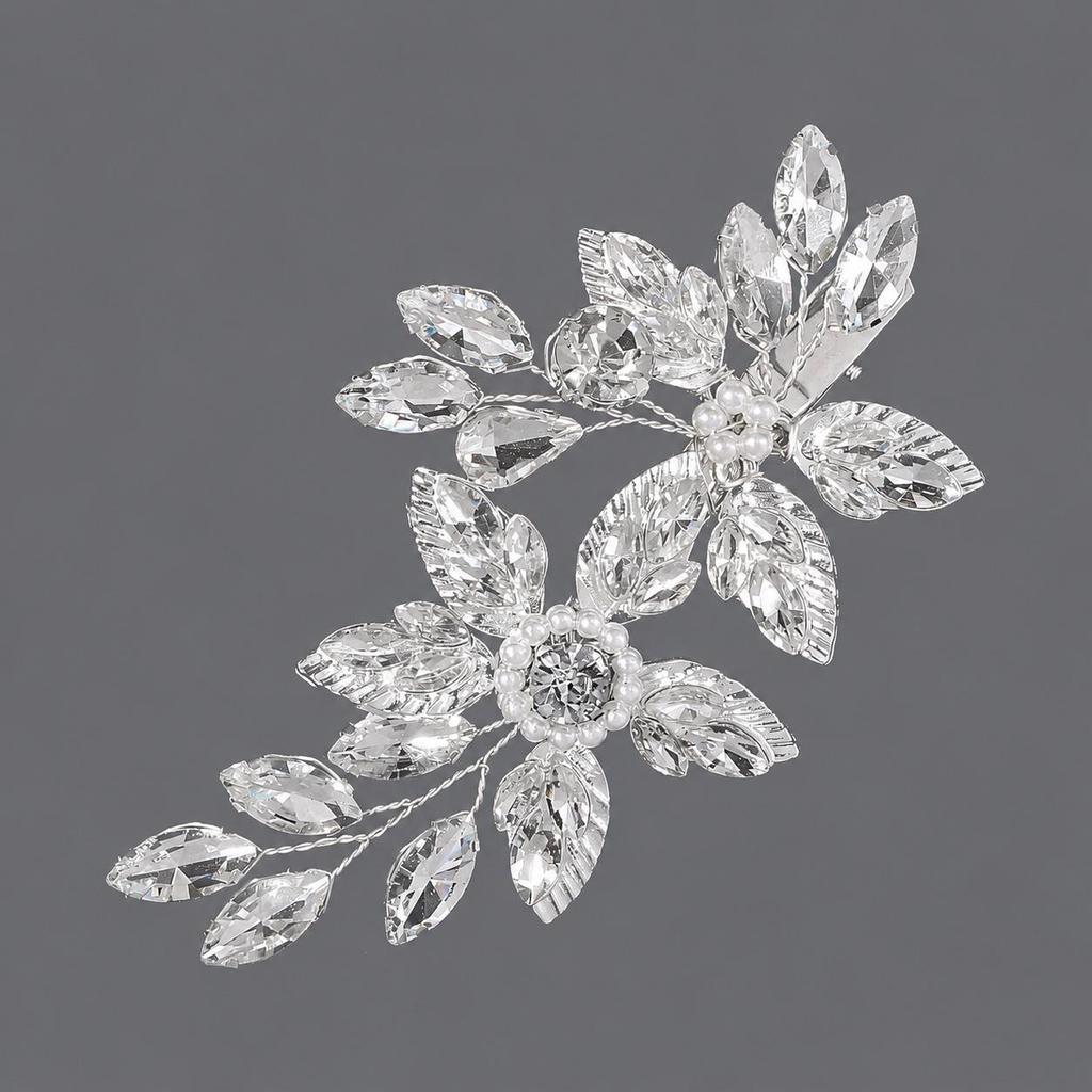 Handmade Flower Hair Clip with Alloy, Pearl and Drip Oil - Bridal Wedding Headwear Accessory