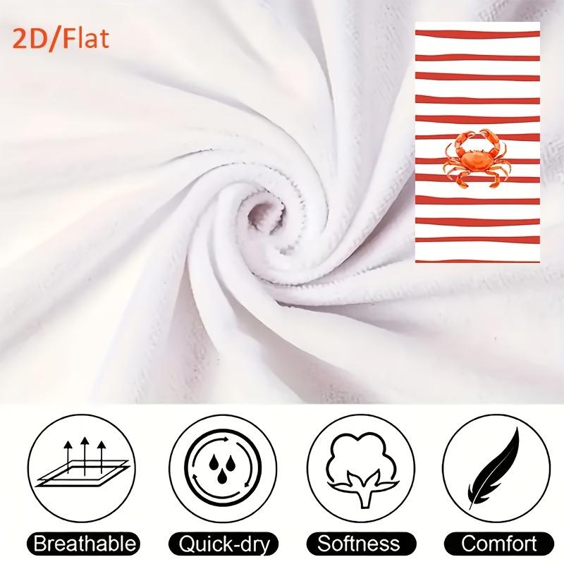1pc 2D Flat "Summer Beach Style: Red Striped Background with Orange Crab Pattern Beach Towel" Themed Beach Towel, Summer