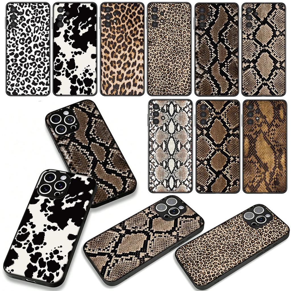 Leopard Cow Print Snake Cover Phone Case for OPPO A18 A16 A17 A38 A54 A40 A60 A80 A78 A79 A57 A55 A96 A15 A53