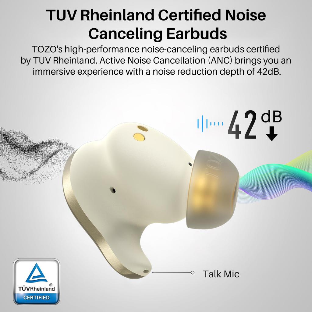 TOZO Golden X1 Kabellos Exzellente Klangqualität, die mit Ihrem LDAC-Audio-Hybridtreiberdesign resoniert Knowles Balanced-Armature-Treiber und dynamische