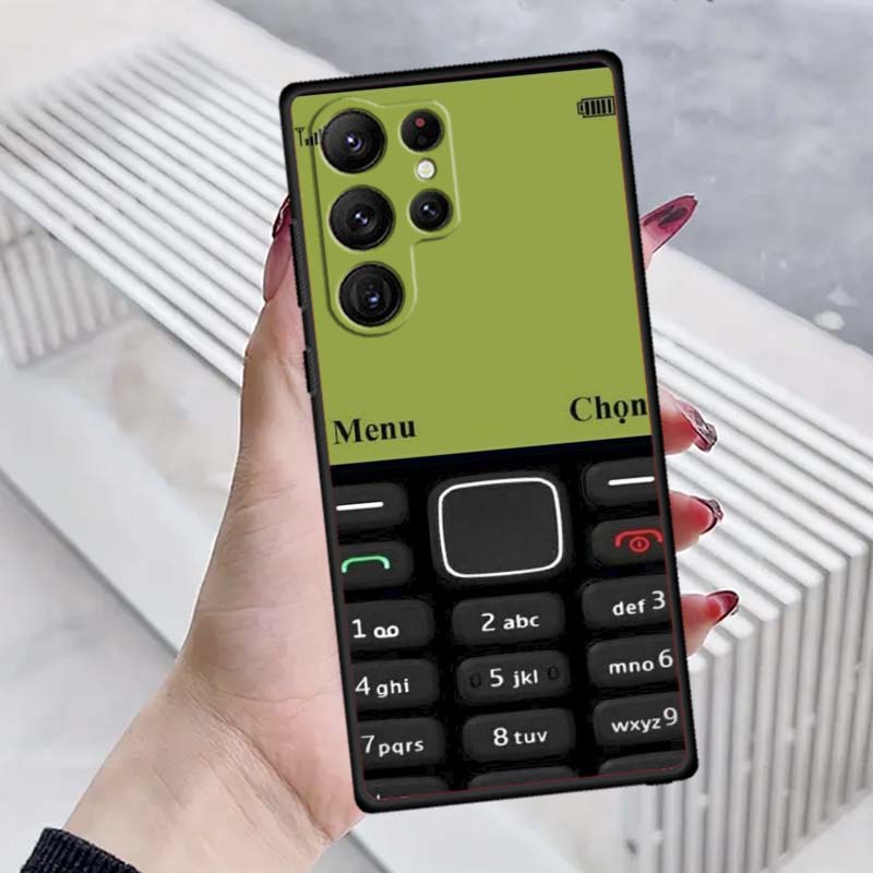 Luxury Vintage Phone Pattern Phone Case For Samsung Galaxy S26 S25 S24 S23 S22 S21 S20 Ultra Plus FE 5G Black Soft TPU