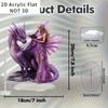 Purple Wings Fairy and Dragon, 2D Flat Acrylic, Tabletop Decoration, Suitable for Office, Living Room, Party, Christmas, Halloween