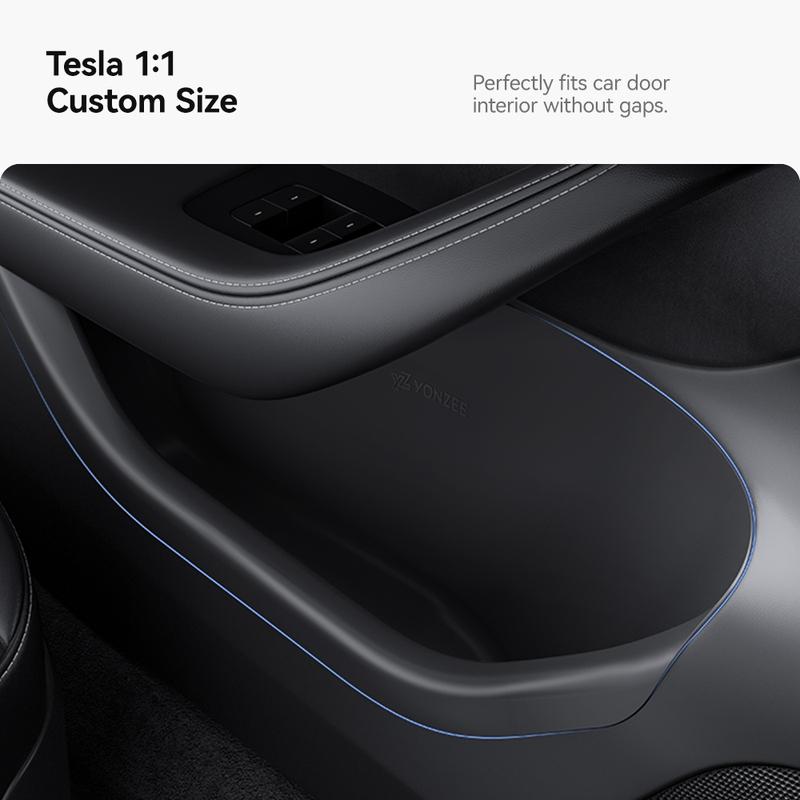 YZ For Tesla Model 3 Y Highland Juniper Car Door Side Storage Box Front Rear Side TPE Door Storage Organizer Tray Accessories