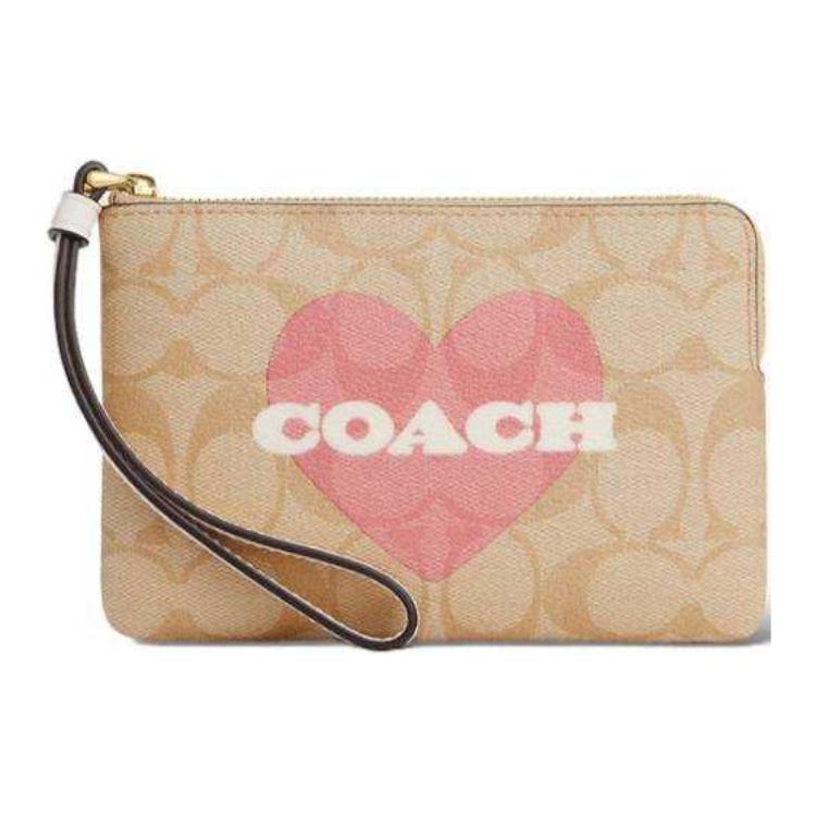

Coach Corner Zip 16 Classic Monogram Heart Logo Zipper Clutch Women Clutch Light-Khaki Chalk-White CP436-IMOTV Basic Set (Bag+Dust Bag)