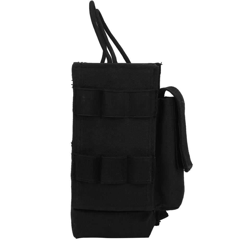Molle Radio Pouch Mini Radio Holder Bag Waterproof Walkie Talkie Holster with Side PocketsBlack