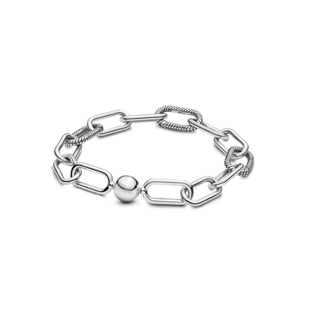 925 Silver Leaves Pearl Blue Bracelet Women Fashion Jewelry DIY Handmade Beaded Accessories