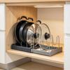 1Pcs Expandable Stainless Steel Pot Lid Organizer Rack Pan Lid Holder Kitchen Cookware Organizer For Lids Plates Cutting Board