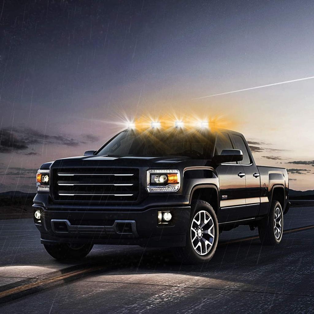 LED Emergency Strobe Lights for Vehicle Trucks, 4 in 1 LED 32W 12-24V Warning Hazard Flashing Strobe Light Bar, Roof and Side Installation Off Road