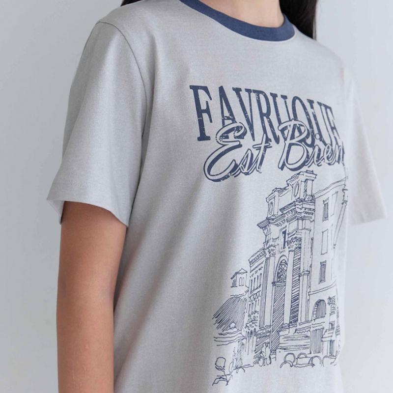 On On Neck cOnTrasT ArTwork T shirT New6me424