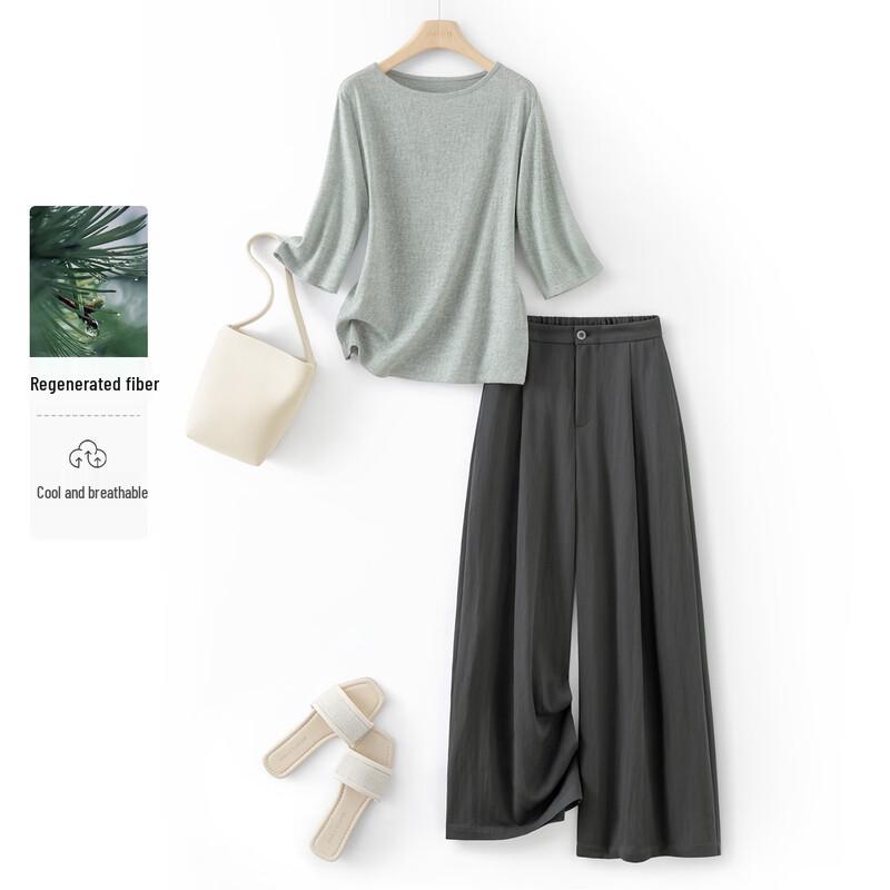 IHIMI Women s Textured T-shirt & Capri Set XL