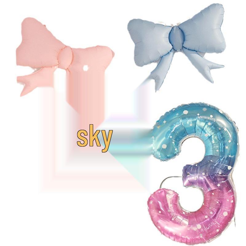 Korean-Style Macaron Color Bow Balloons for Baby Birthday Party Decor