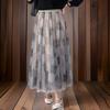 New Arrivals Open Run Sheer Skirt Banding Balletcore Layered Chiffon Checked Sk