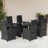 VidaXL 7-Piece Garden Dining Set with Cushions, Table and Chairs with Adjustable Backrest and Footrest 3212488