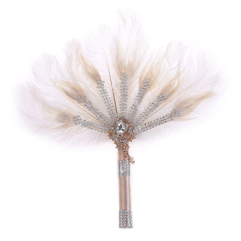 Handheld Crystal Flapper Fan Bridal Bouquet Fan for Dance Party Dropshipping