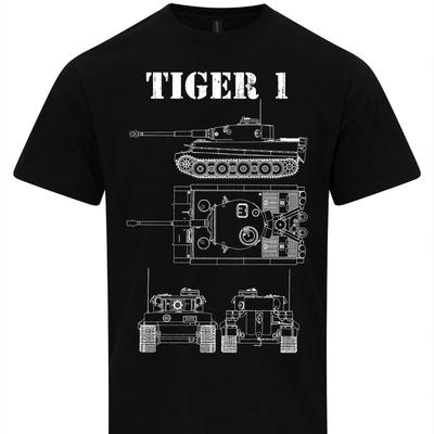T-shirt Tigre 1 Char Dessin Technique WW2 Armée Allemande T-shirt Vêtement Véhicule Militaire Vintage