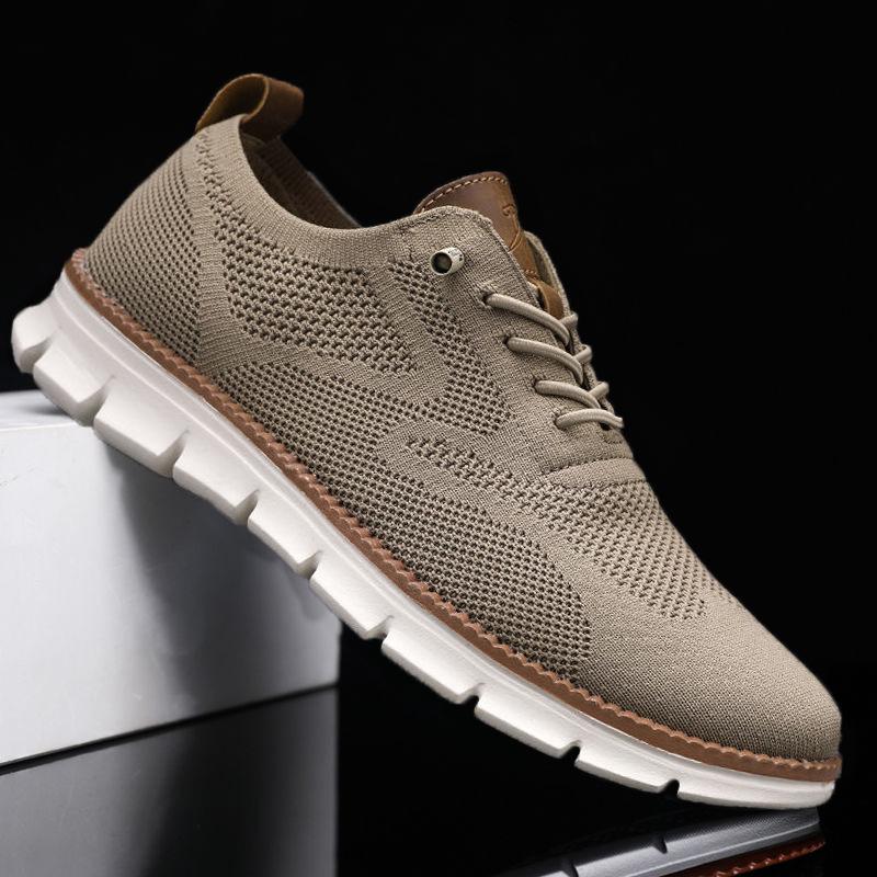 

2024 Men s British Style Breathable Flyknit Mesh Sneakers, Plus Size 46, Casual Summer Fashion Running Shoes 46