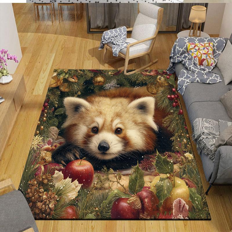 Weihnachtstiere Heim-Sofa-Dekoration für Wohnzimmer & Schlafzimmer, Rutschfeste Spiel-Flanell-Fußmatte für Spielzimmer
