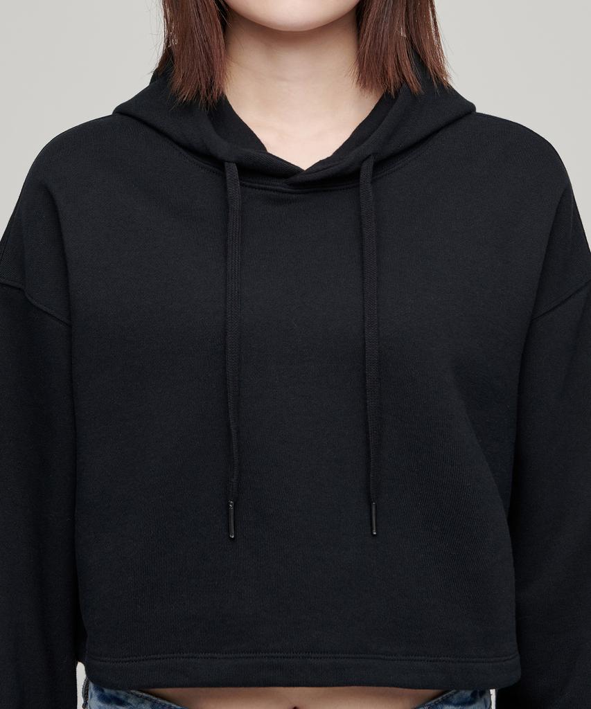Women'S Crop Hooded Sweatshirt [Black]