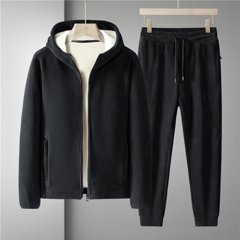 

Мужские зимние флисовые и толстые брюки с капюшоном, двухсекционный спортивный модный повседневный костюм свободного размера M