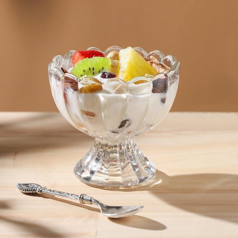 Dessert Glass Cup Ice Cream Pudding Dessert Transparent Mugs Perfect Kitchen Accessories for Ice Cream Fruit Juice Salad