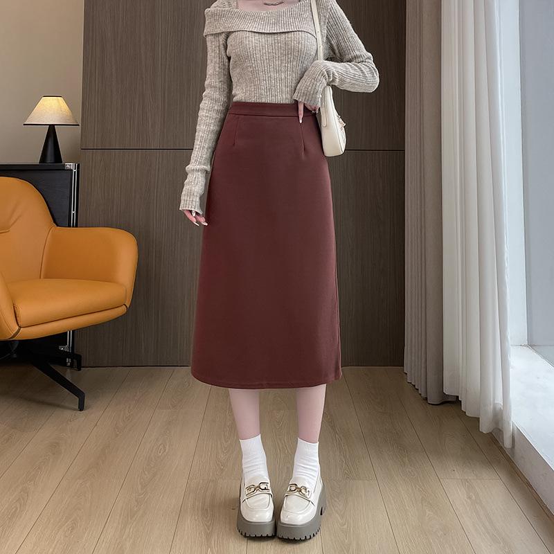

Ангоровый красный полуюбка для женщин, Шерстяная с высокой талией Новая юбка миди для миниатюрных фигур, Длинная юбка с разрезом, Облегающая юбка-карандаш 5XL красный