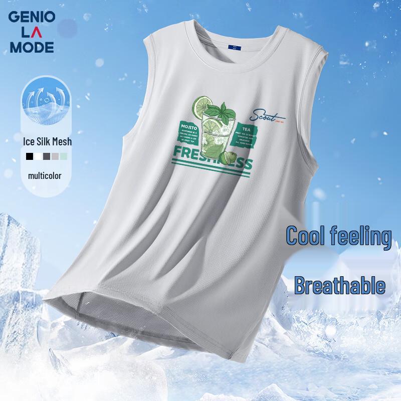 Мужская охлаждающая майка без рукавов из ледяного шелка GENIOLAMODE 2XL