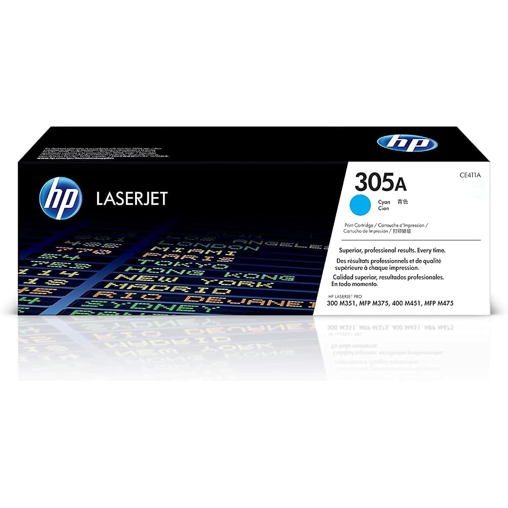 Original HP 305A Toner Cartridges CE410A / CE411A / CE412A / CE413A 4-Pack (Black, Cyan, Yellow, Magenta) Compatible with HP LaserJet Pro 400 MPF M425