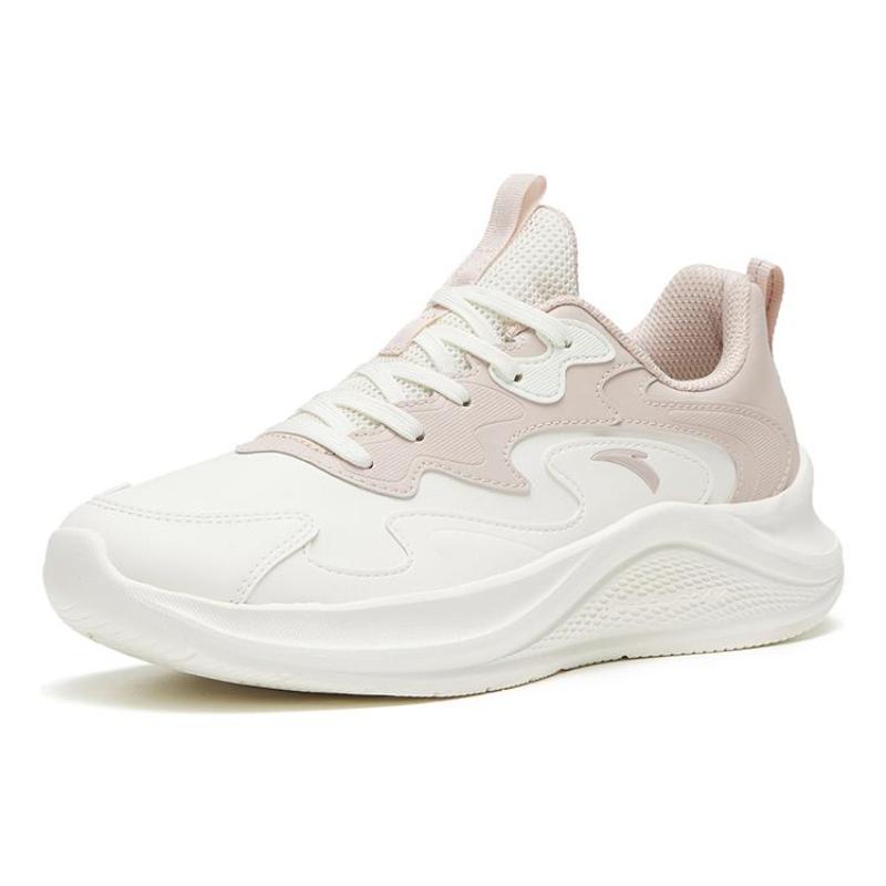 Anta Wander Abrasion Resistant Height Increasing Low top Running Shoes Women's White Pink Sneakers 922315573-7